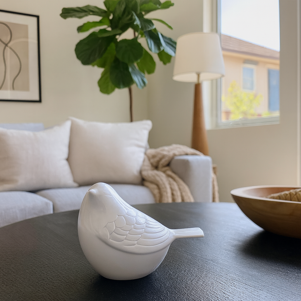 The Lucy Songbird Keepsake Urn in Pearl White