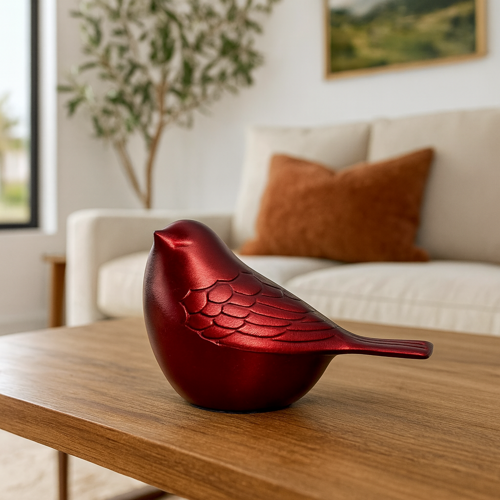 The Lucy Songbird Keepsake Urn in Crimson Red