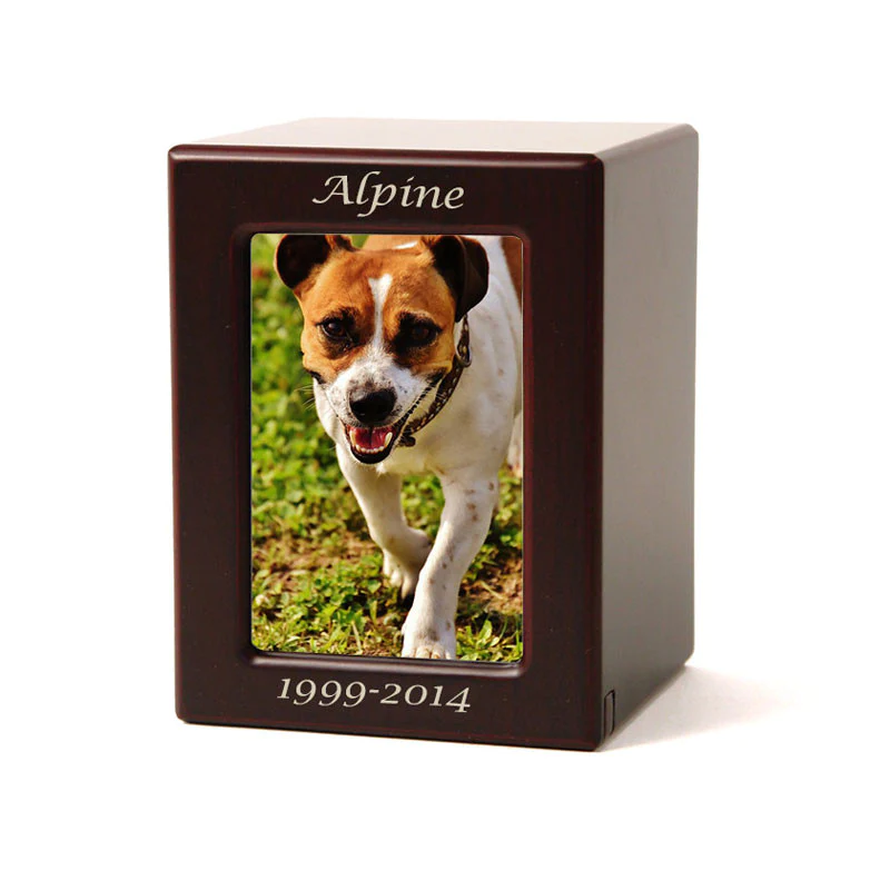 The Duke Picture Frame Pet Urn in Cherry