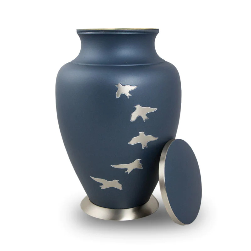 The Linley Bird Urn in Blue