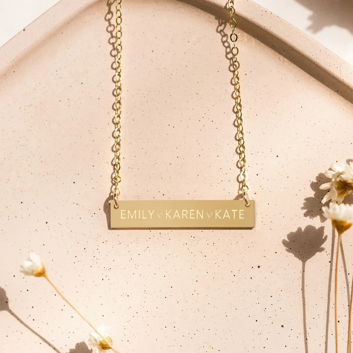 Gold bar 2025 necklace engraved