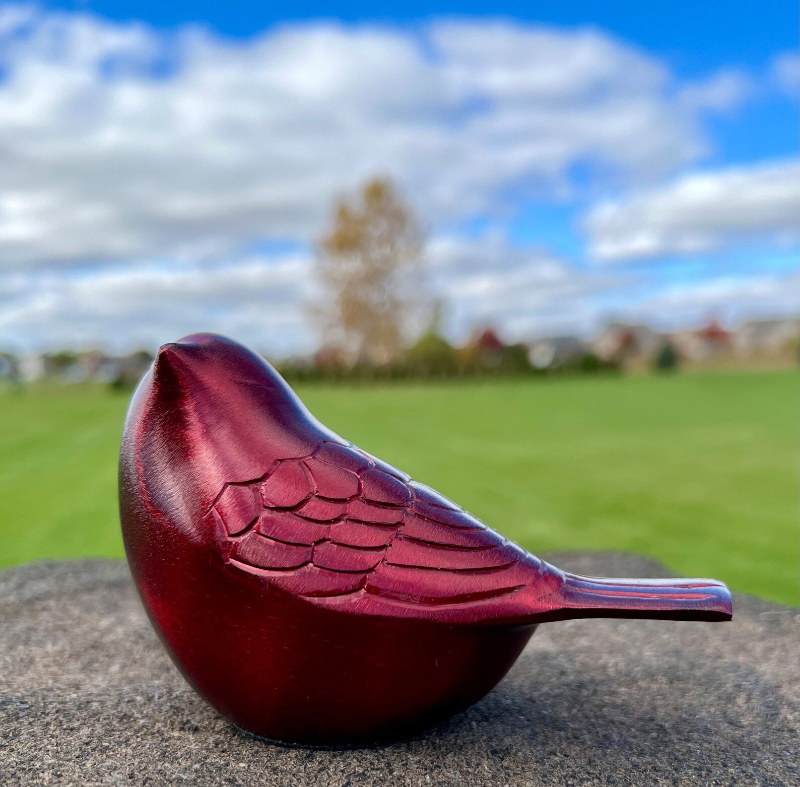 The Lucy Songbird Keepsake Urn in Crimson Red