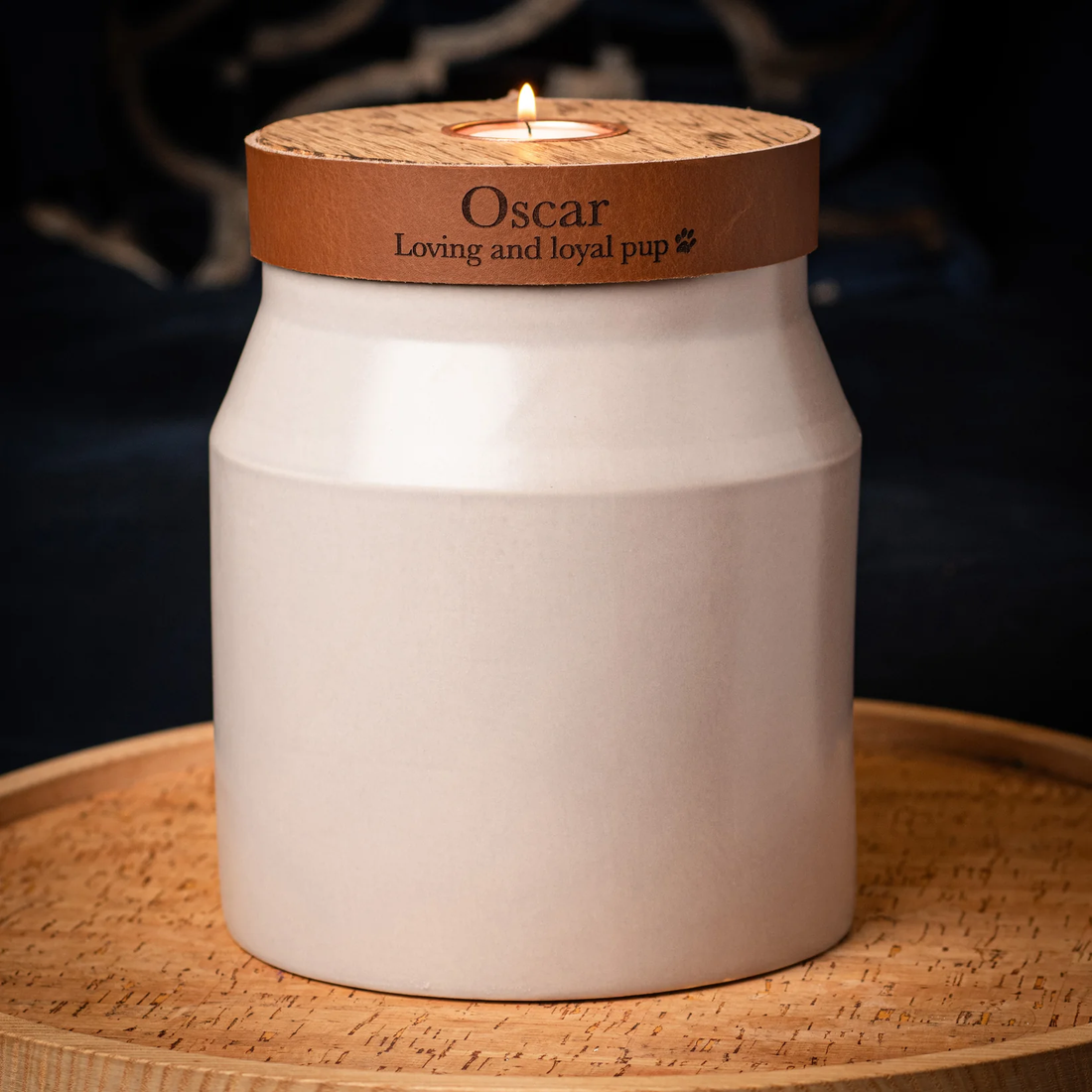 The Parker Candle Urn in Mist Grey
