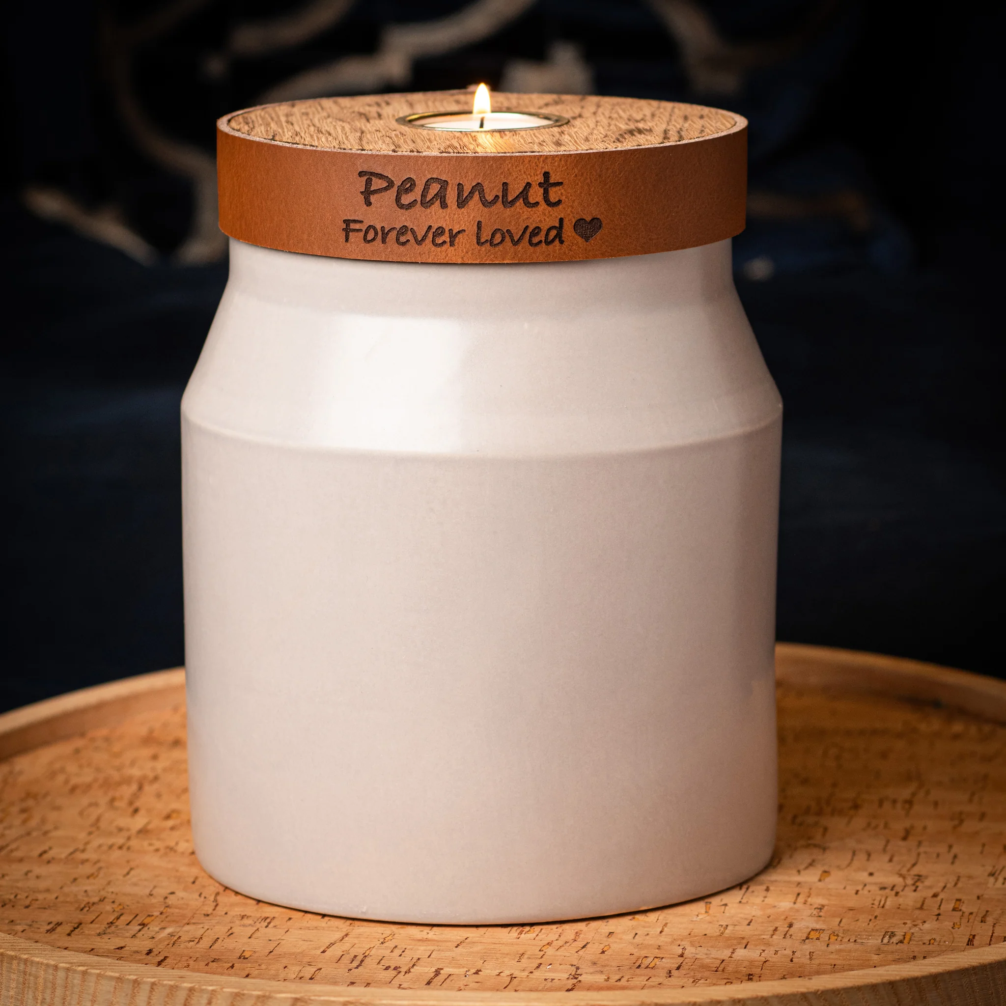 The Parker Candle Urn in Mist Grey