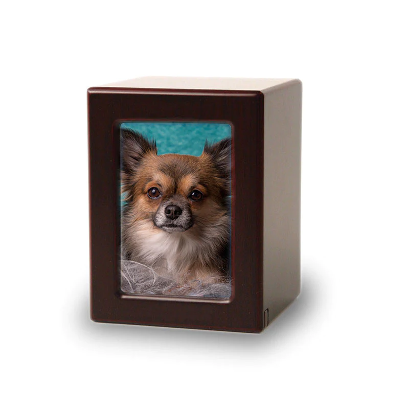 The Duke Picture Frame Pet Urn in Cherry