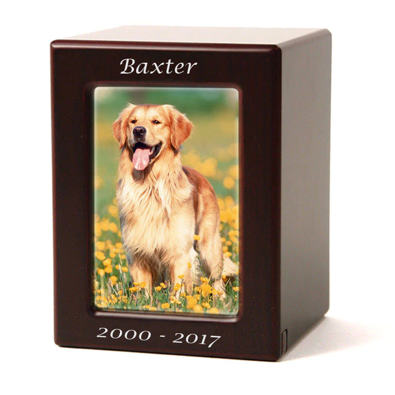 The Duke Picture Frame Pet Urn in Cherry