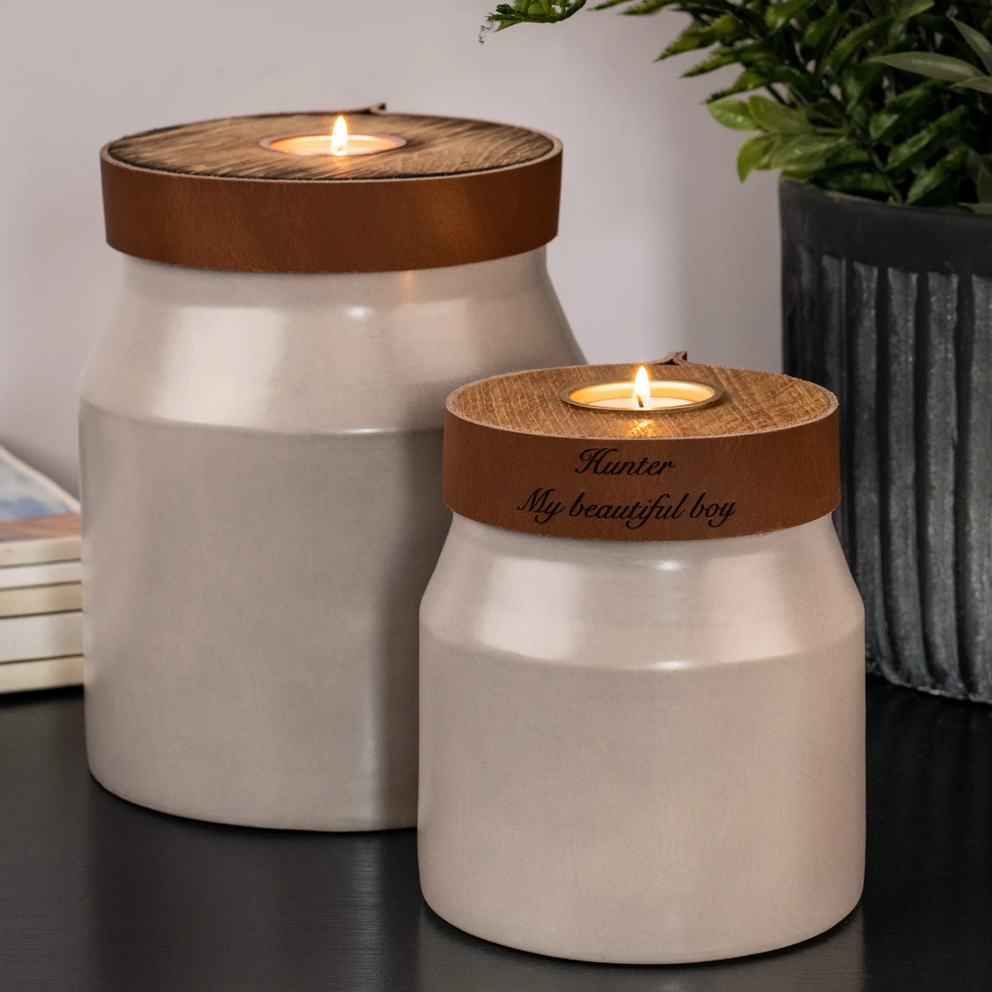 The Parker Candle Urn in Mist Grey