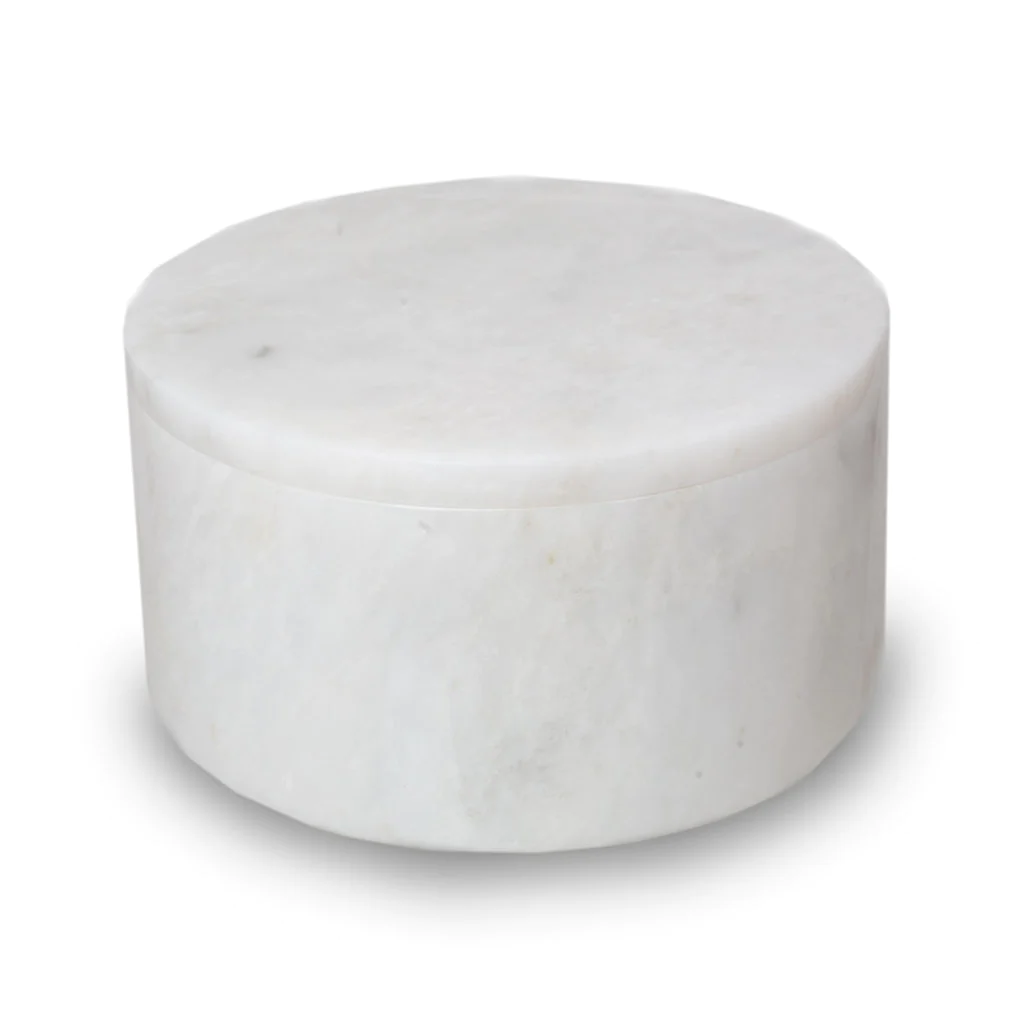 The Wesley in White Marble Circular Keepsake Urn