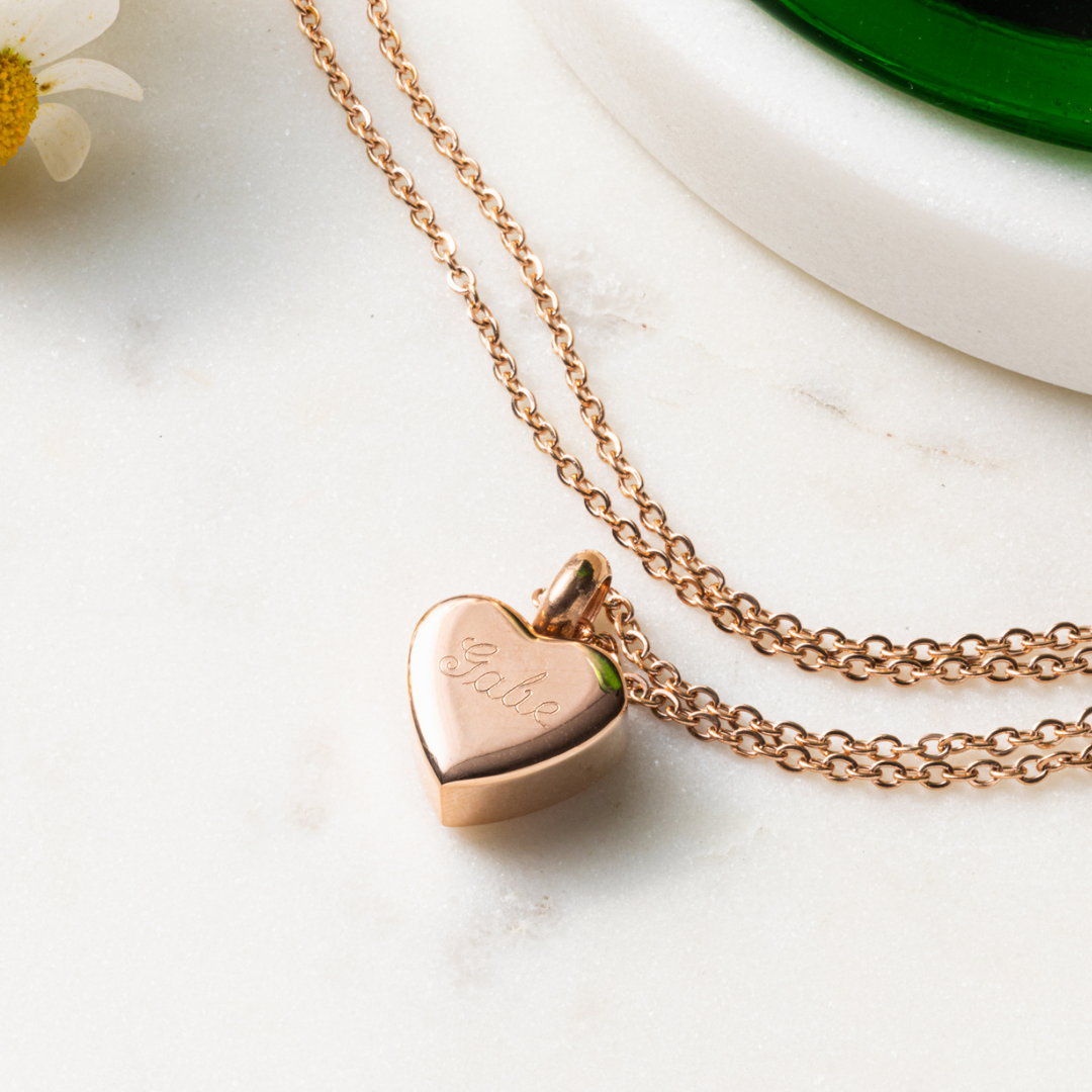Gold Heart urn necklace memorial with wing Bereavement for ashes Jewelry  loss of Daughter son Mother Father Grandpa Child cremation URN Gift