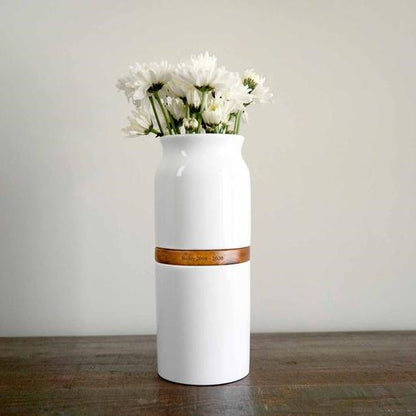 The Vega Vase Urn in White with Dark Wood